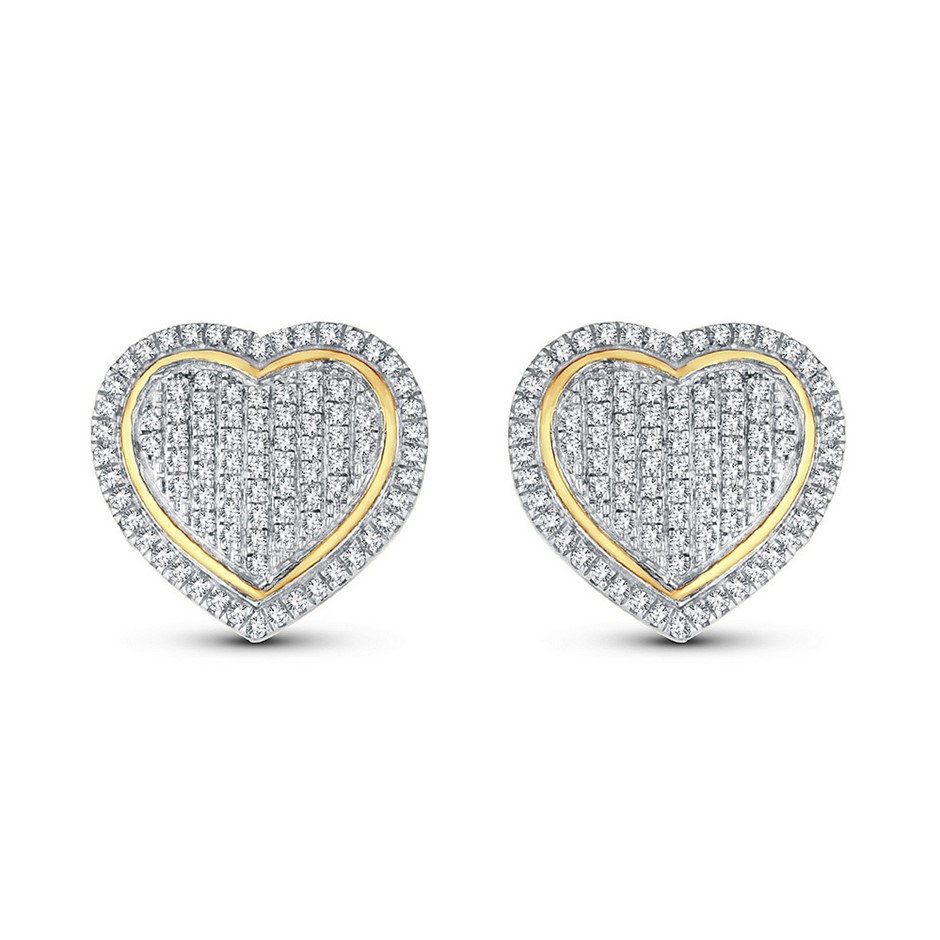 18k White & Yellow Gold Filled, Black Face Iced Out Diamond Quartz Watch