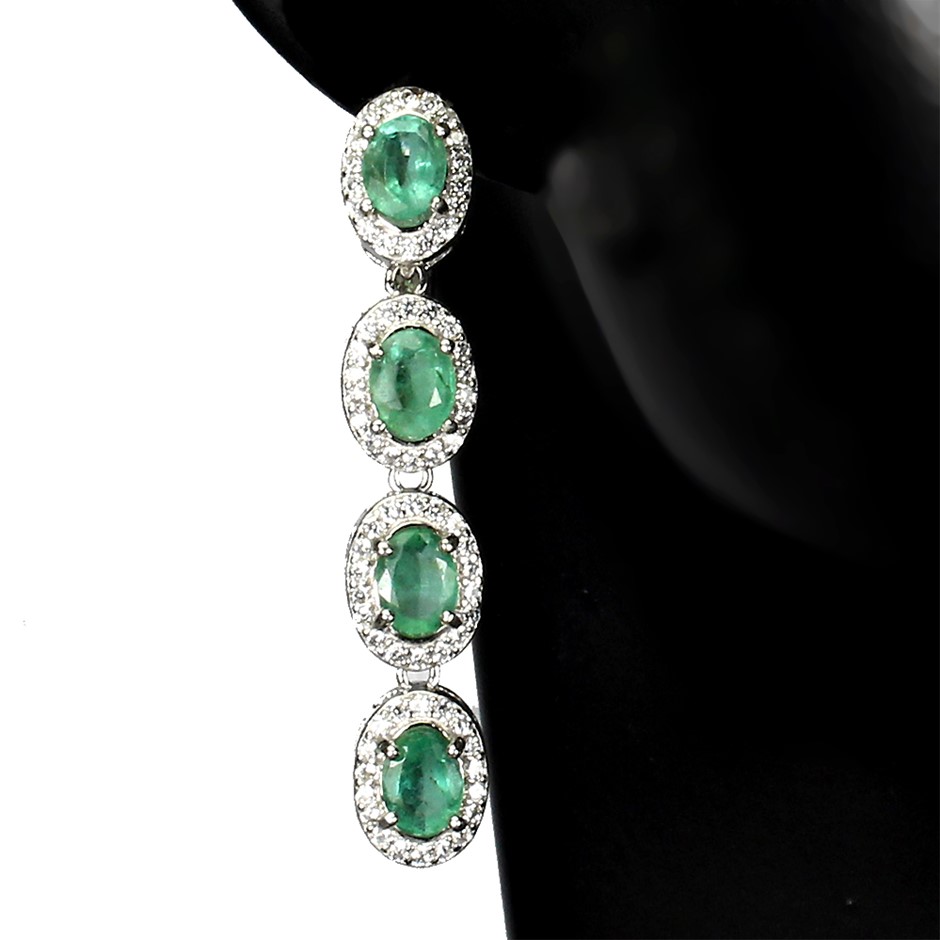 White Freshwater Pearl Adorned with Swarovski® Crystals Drop Earrings