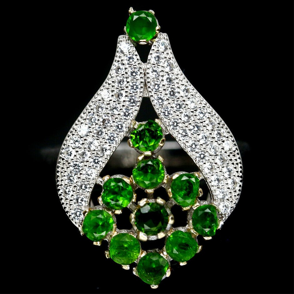 Gemstone Antique Style Silver & Platinum Plated Pendant Necklaces - 5 Pcs