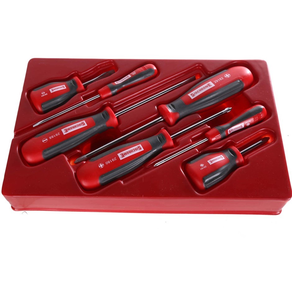 SIDCHROME 7pc Screwdriver Set, Contents Flats 4.75 x 75mm, 3.2 x 75mm and Auction