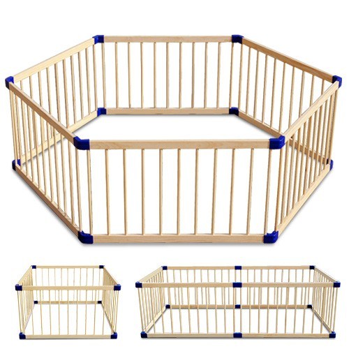 Baby Kids Toddler Natural Wooden Playpen