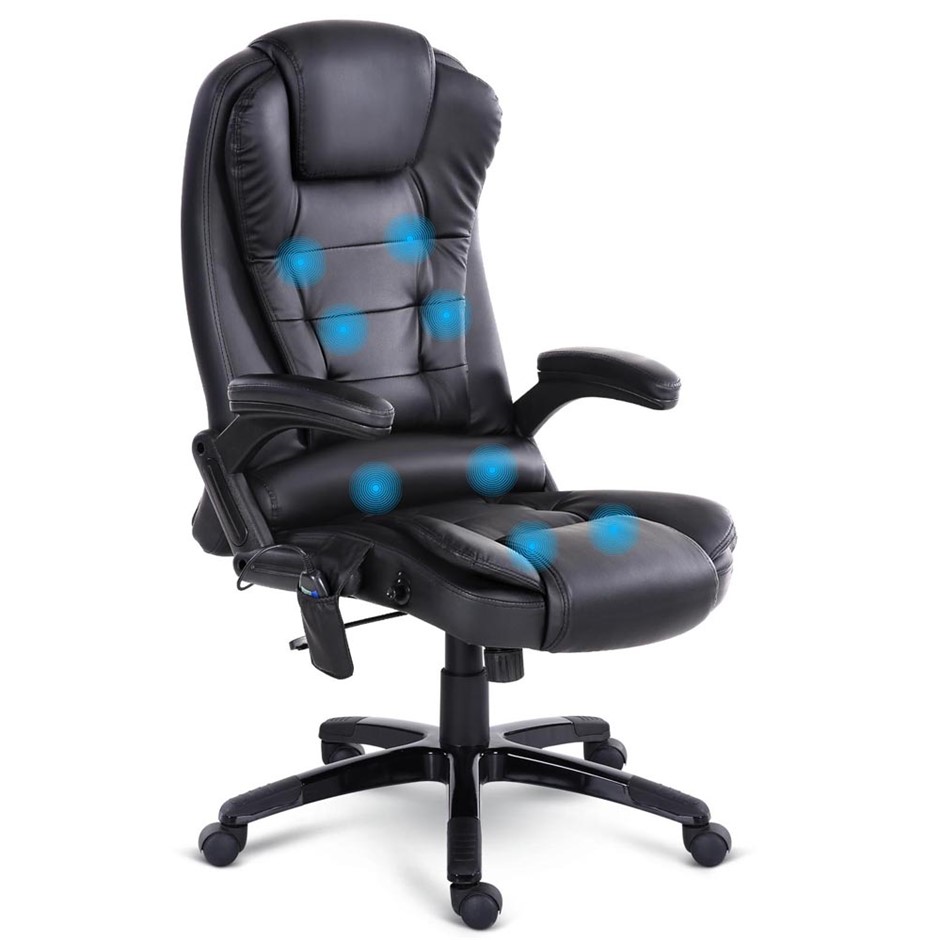 Artiss Massage Office Chair Gaimgn 8 Point Heated Chairs Computer Black