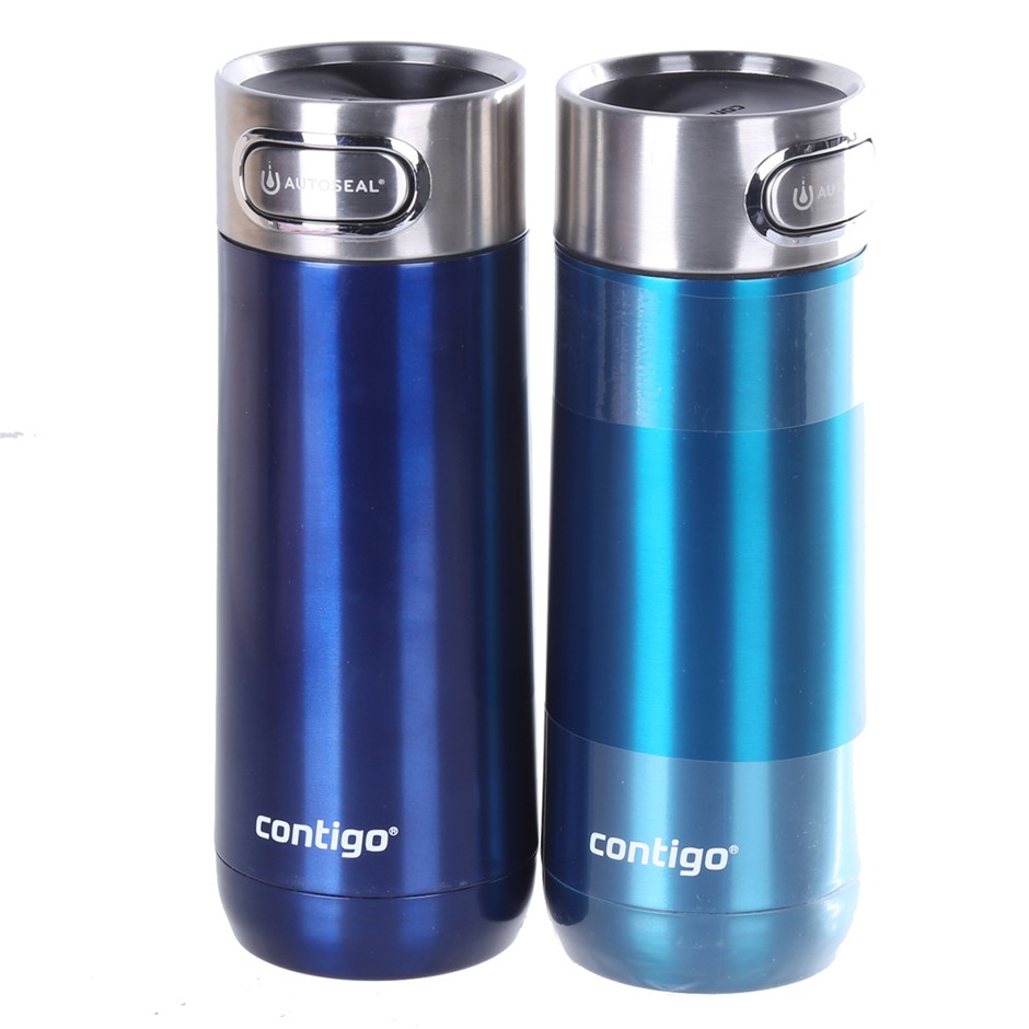 CONTIGO Luxe Autoseal Spill Proof Travel Mug 414mL 2pk, Aqua & Blue. Buyers Auction