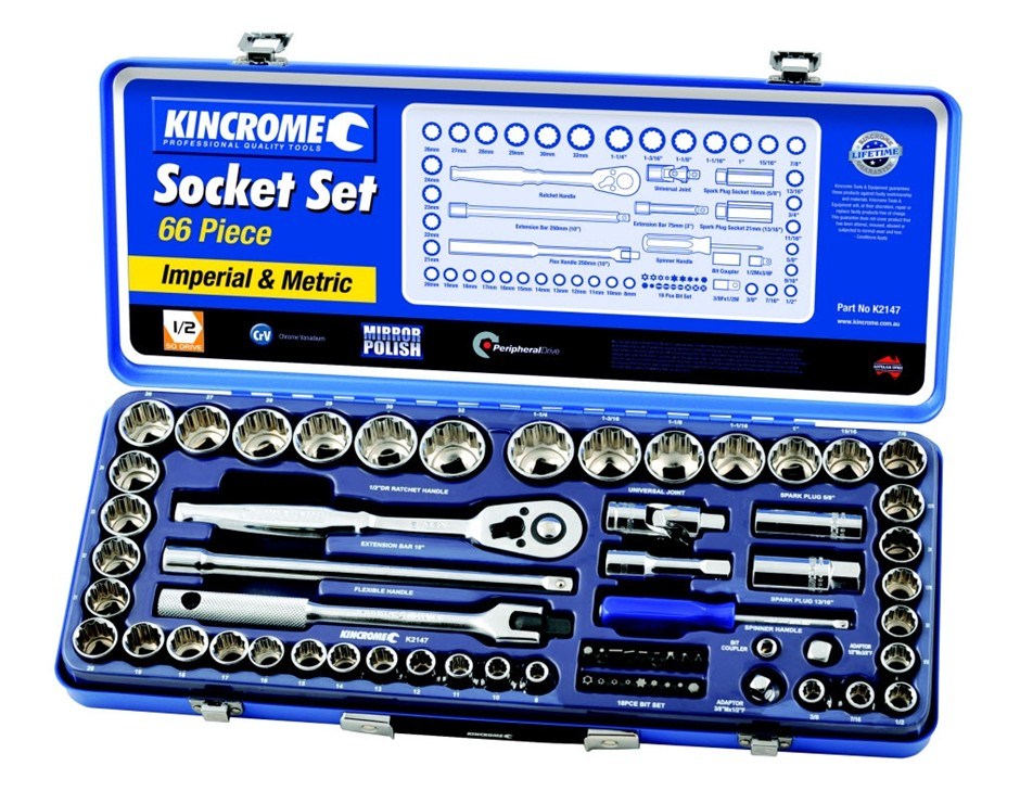Kincrome K2147 Socket Set 66 Piece 1/2" 
