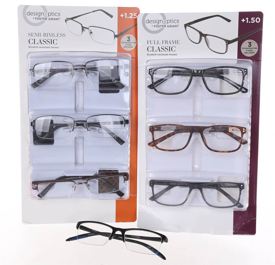 6 x Assorted DESIGN OPTICS Reading Glasses, Prescription +1.25 & +1.50