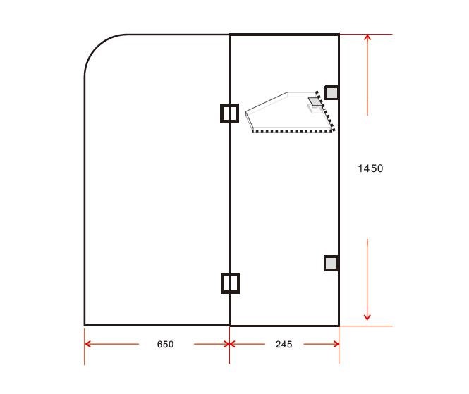 Buy 900 x 1450mm Frameless Bath Panel 10mm Glass Shower Screen Della
