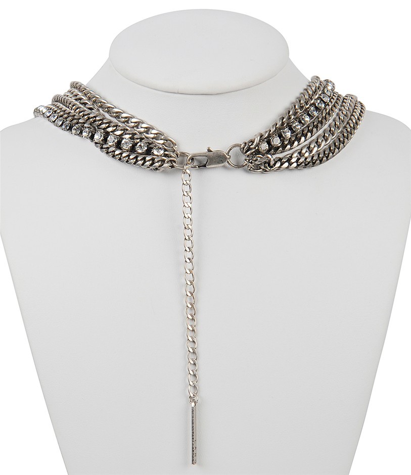 Peter Lang Multi Chain Necklace with Swarovski Crystals