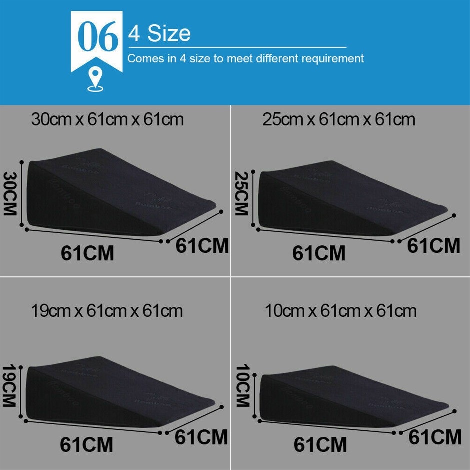 Cool Gel Memory Foam Bed Wedge Pillow Cu