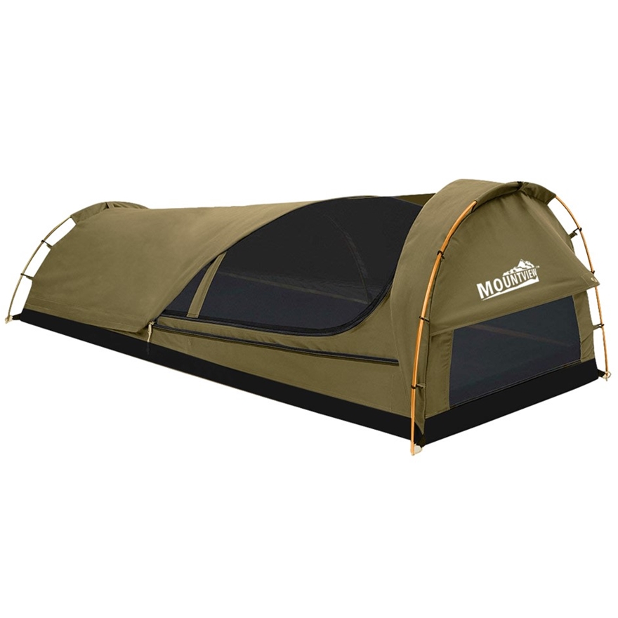 Buy Mountview Double Swag Camping Swags Canvas Dome Hiking Mattress Khaki | Grays Australia