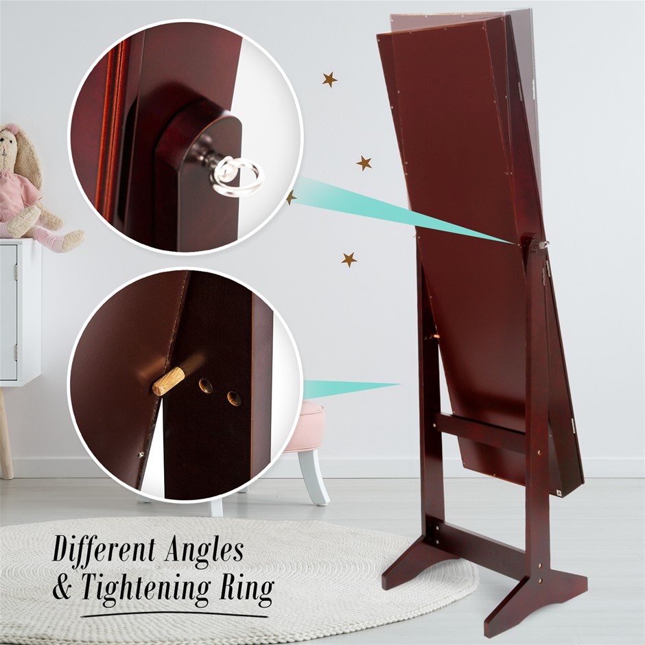 Mirror Jewellery Cabinet Storage Organiser LUVO 146cm WALNUT main image 1