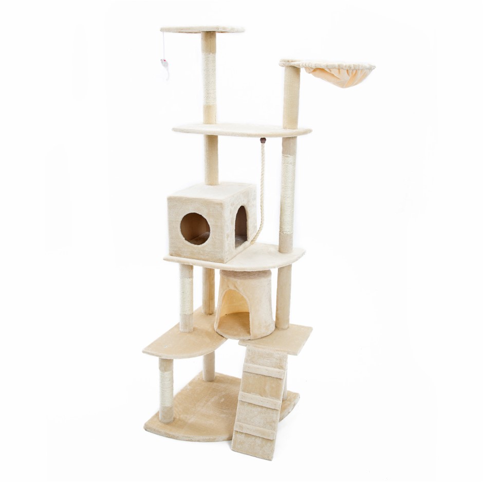 190cm Cat Tree Scratcher ACACIA - BEIGE