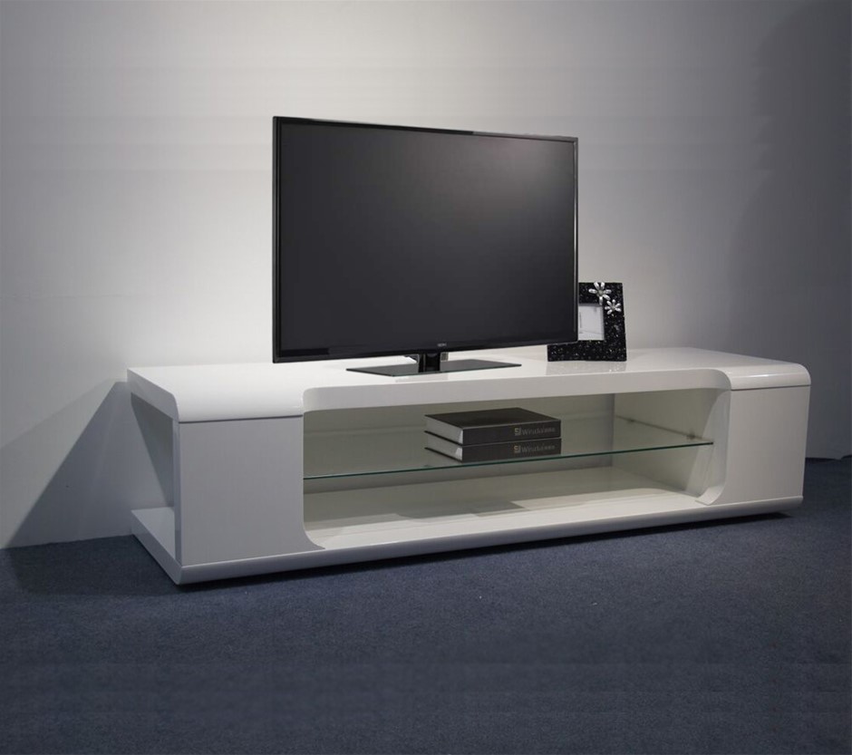 TV Cabinet with 2 Open Storage With Glos