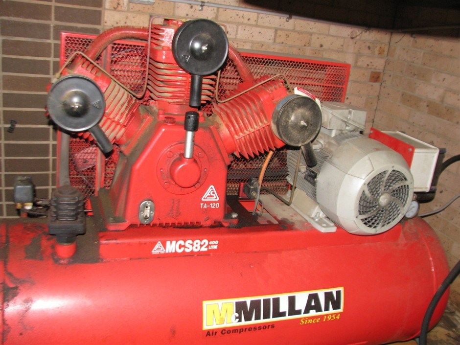 Air Compressor McMillan Model MC582, CFM unknown, 3 cylinder head v