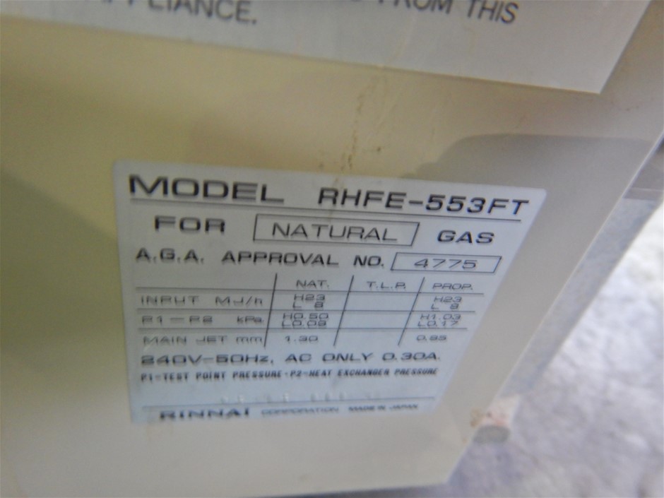 Rinnai Energy Saver 553FT Gas Heater (Pooraka, SA) Auction (0030-8012863) |  Grays Australia