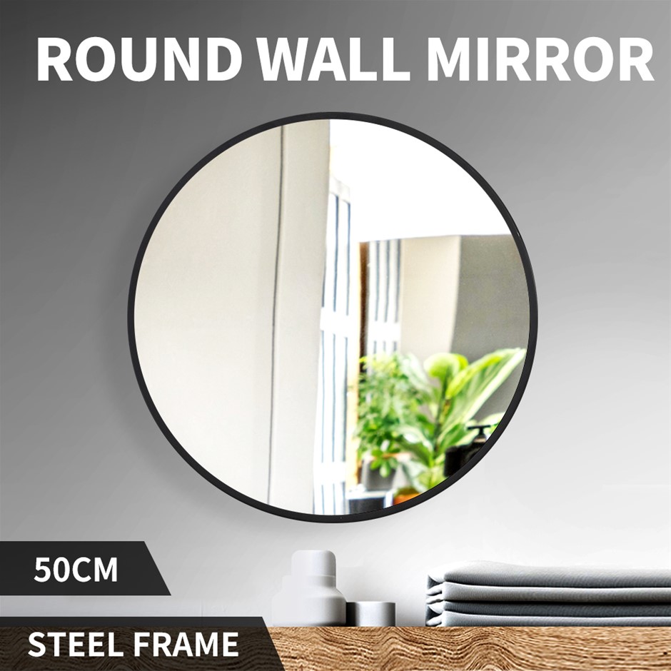 Wall Mirror Round Shaped Bathroom Makeup Mirrors Smooth Edge 50CM