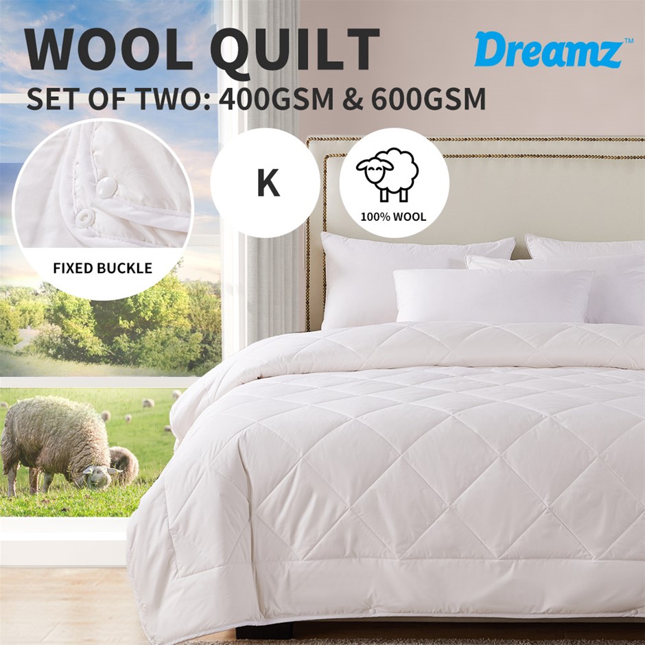 DreamZ 2x Quilts 100% Wool 400GSM/600GSM
