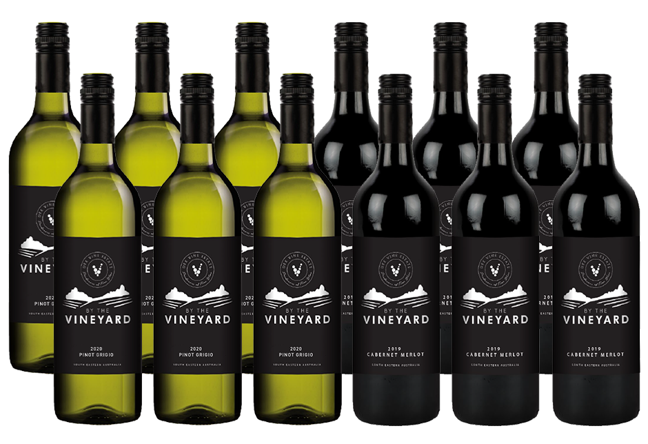 By The Vineyard Mixed Pack Pinot Grigio & Cab Merlot (12x 750mL). SEA.