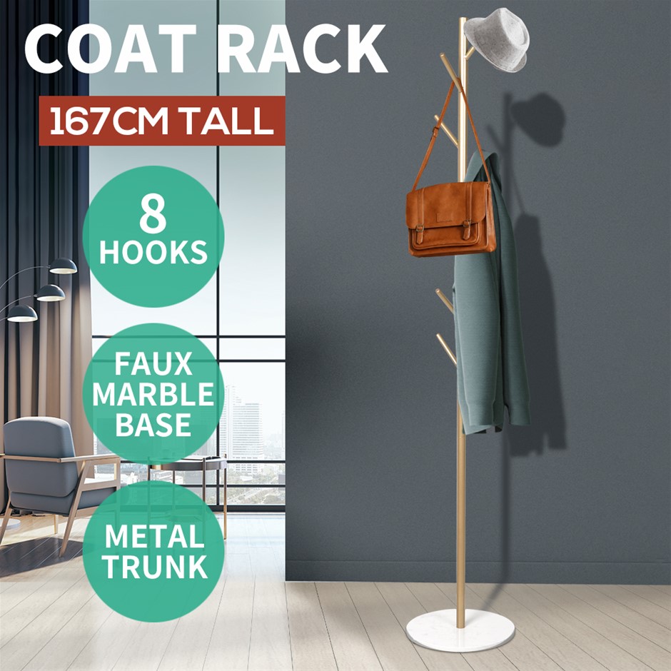 8 Hook Coat Stand Rack Metal Tree Style 