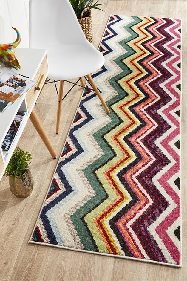 Medium Multi Chevron Runner Rug - 300X80