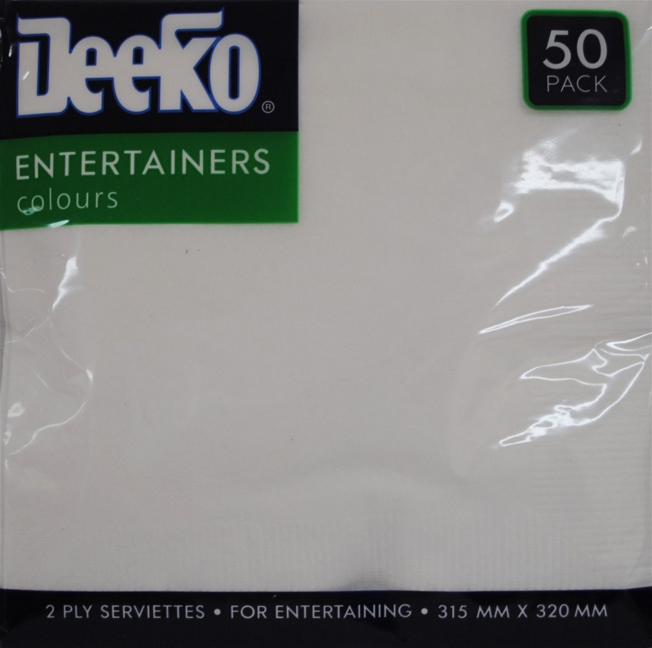 12 x Deeko Pk50 Napkins White 2Ply