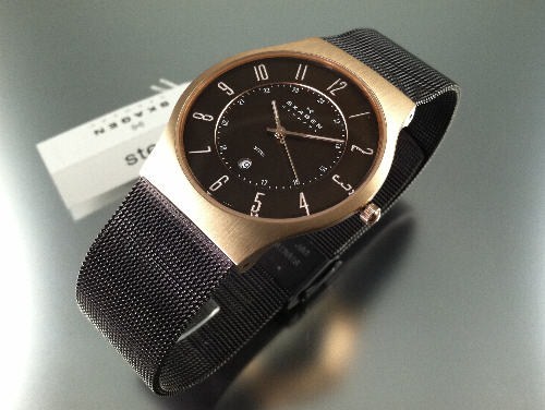 Men's Skagen Steel Rose Gold Mesh Band W