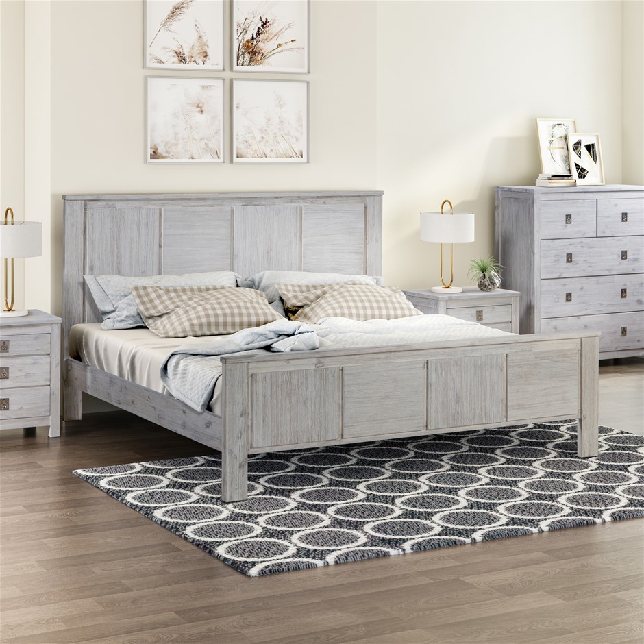 Queen Bed Frame with Solid Acacia Wood V