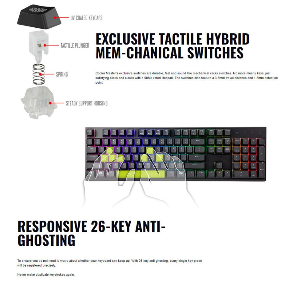 Buy Cooler Master MK120 RGB Mem-Chanical Gaming Keyboard | Grays Australia