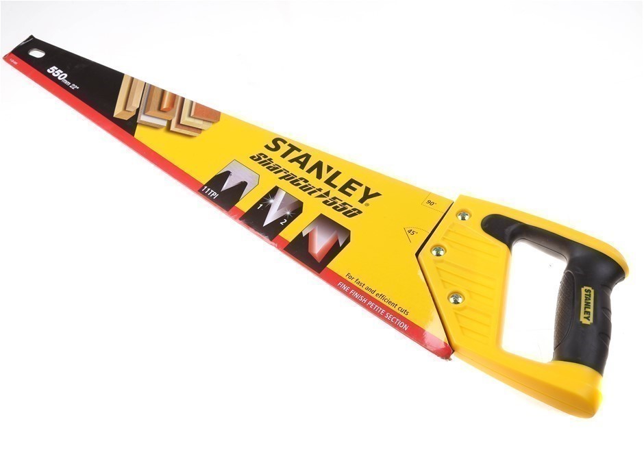 2 x STANLEY 550mm SharpCut Hand Saws, Fine Finish Panel, Soft Grip