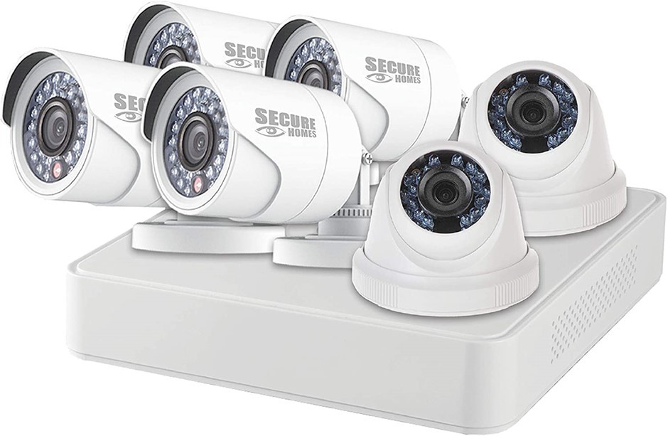 SECURE HOMES CCTV System 8 Channel 6 Camera Kit 1TB HDD, 1080P, Up to