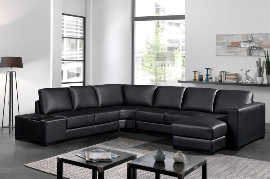 Lounge Set 6 Seater Bonded Leather Corne