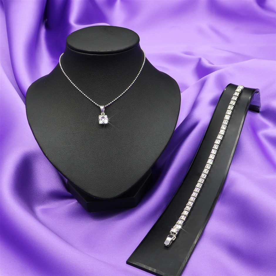 Jewellery Gift Set Necklace & Bracelet Feat. 35 Crystals by Swarovski