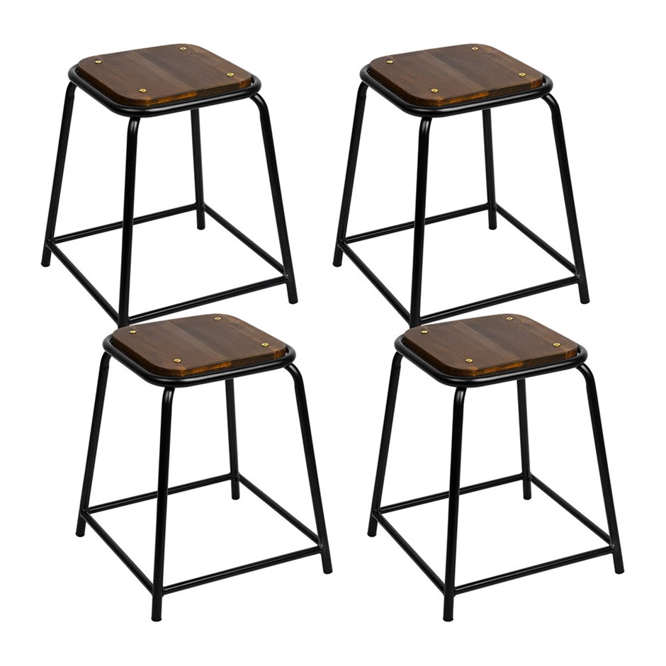 Artiss Set of 4 Pine Wood Bar Stools - B