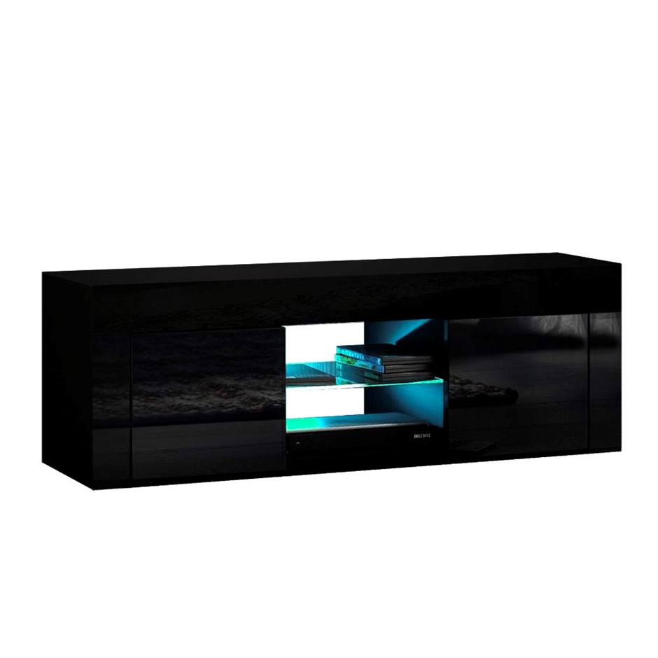 Buy 130cm RGB LED TV Stand Cabinet Entertainment Unit Gloss Black Grays Australia