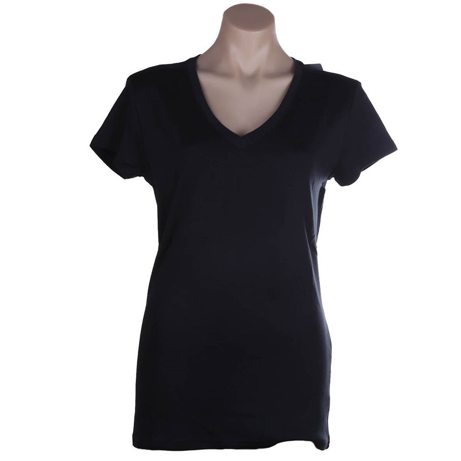 2 x SIGNATURE Women's V-Neck T-Shirts, Size L, 100% Cotton, Black. Buyers