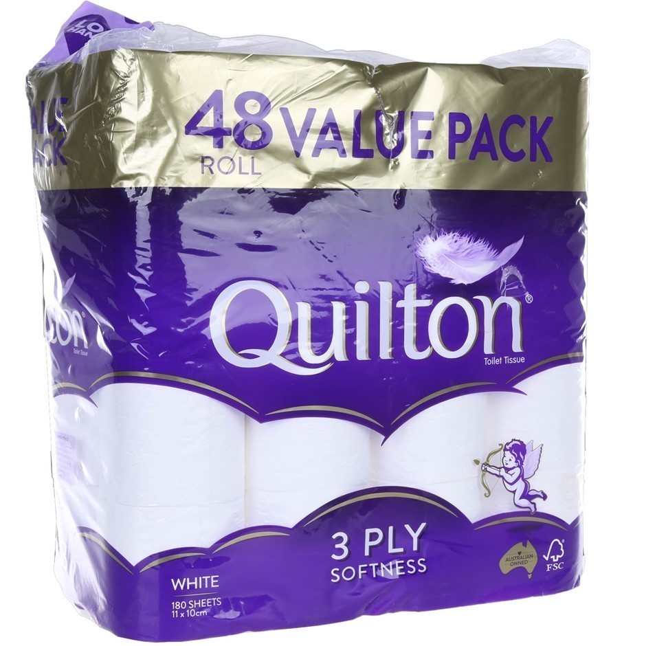 QUILTON 48pk 3Ply Toilet Paper. N.B. Damaged packaging. (SNCC65326