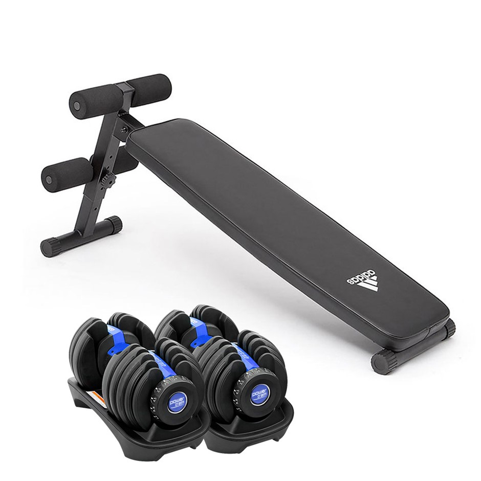 2x Powertrain 24kg Adjustable Dumbbells 