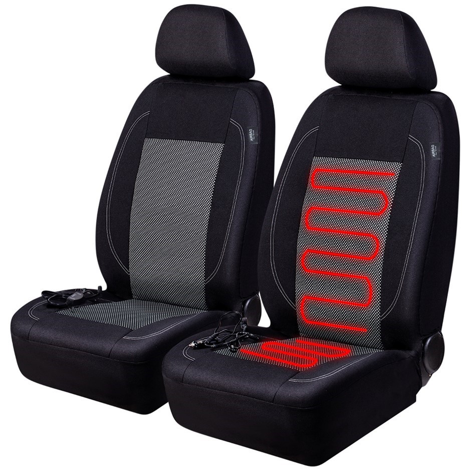 ROAD COMFORTS 2pc Heated Seat Covers, 12V. N.B. Damaged packaging. (SN