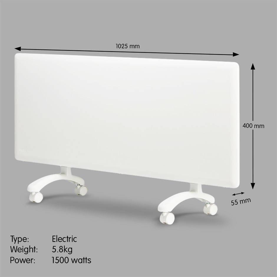 Buy Nobo 1500W NTL4S15-FS40 Electric Panel Heater Thermostat u0026 Castors |  Grays Australia
