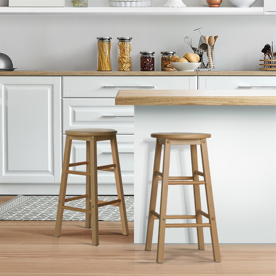 Artiss 2 x Wooden Bar Stools Bar Stool D