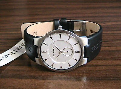 Men's Black Skagen Slimline Watch 433LSL