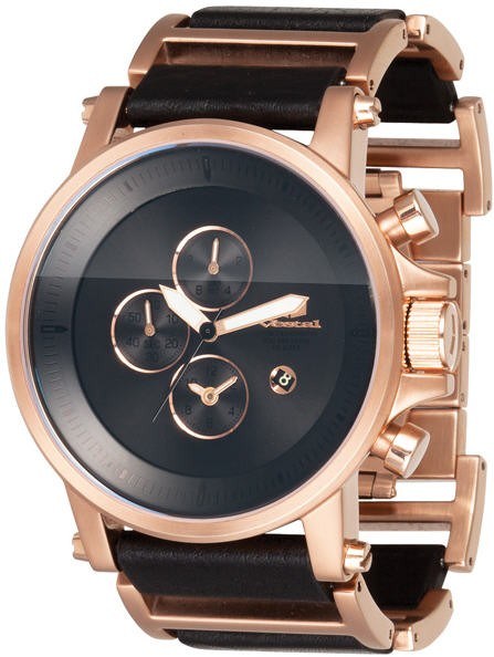 Men's Rose Gold Vestal Plexi Leather Chr