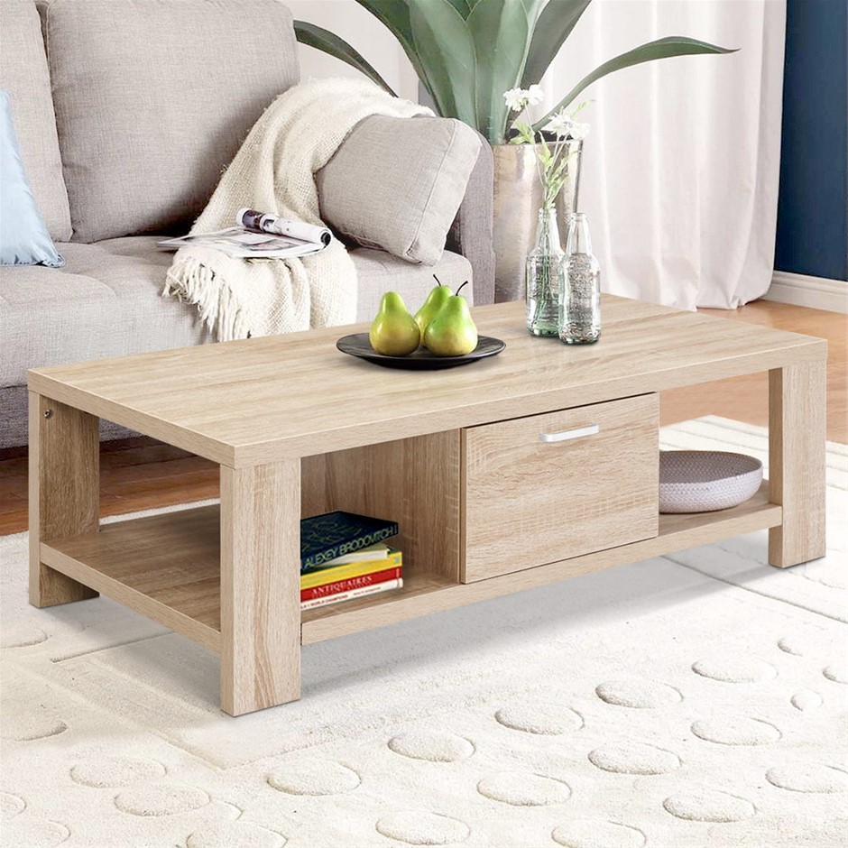 Artiss Coffee Table Wooden Shelf Storage
