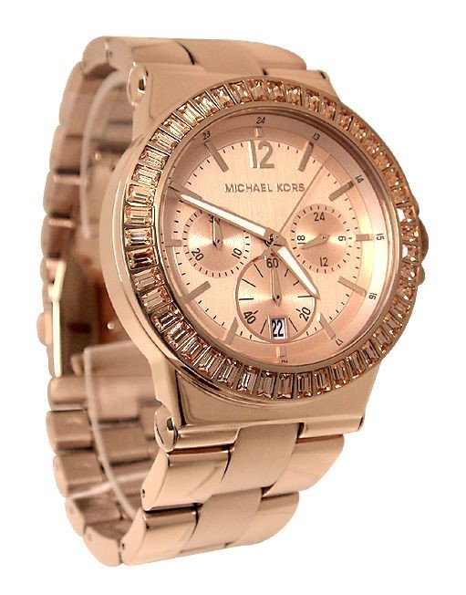 New Michael Kors Rose Gold-tone Baguette Bezel Chronograph Unisex watch.  Auction (0012-2538548) | Grays Australia