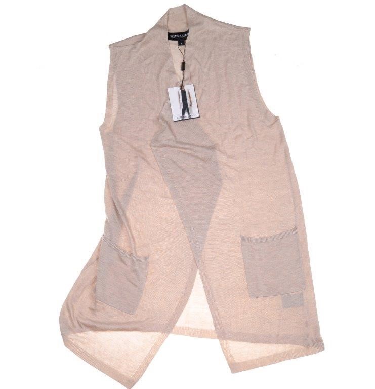 BETTINA LIANO Women's Sleeveless Long Cardigan, Size XL, 100% Viscose, Came