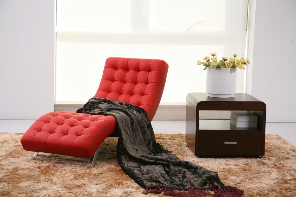 DOLCE Leather Chaise Lounge - Red