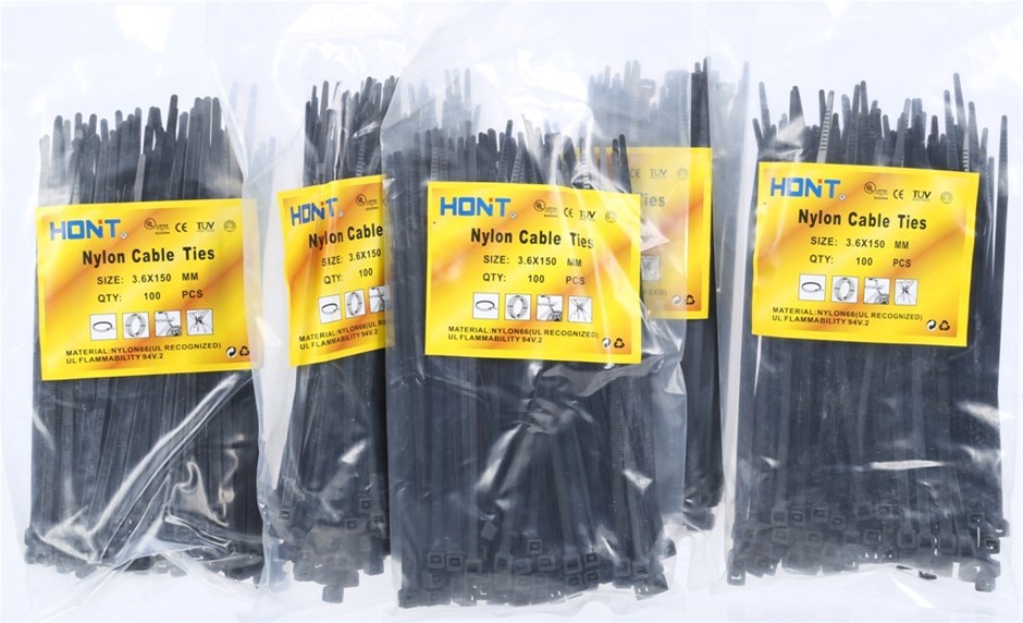 6 Packs Of Cable Ties 100pcs, Size: 3.6mm x 150mm. Buyers Note - Discount F