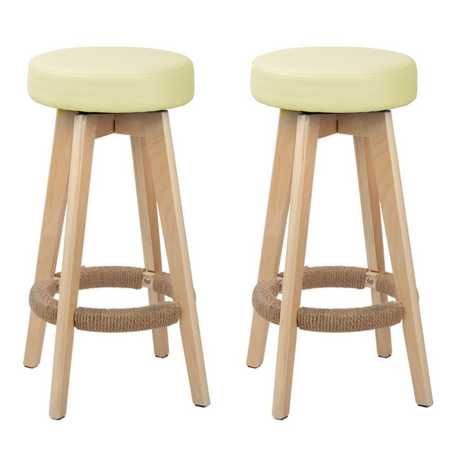 Artiss Set of 2 PU Leather Round Bar Sto