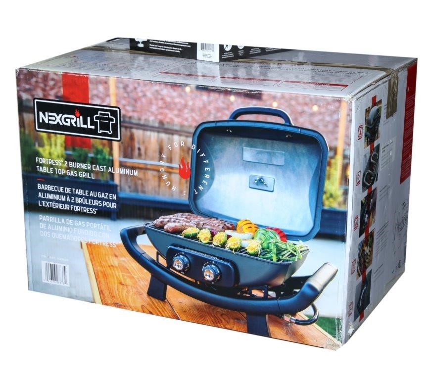 NEXGRILL Fortress 2Burner Cast Aluminium Table Top Gas Grill. N.B