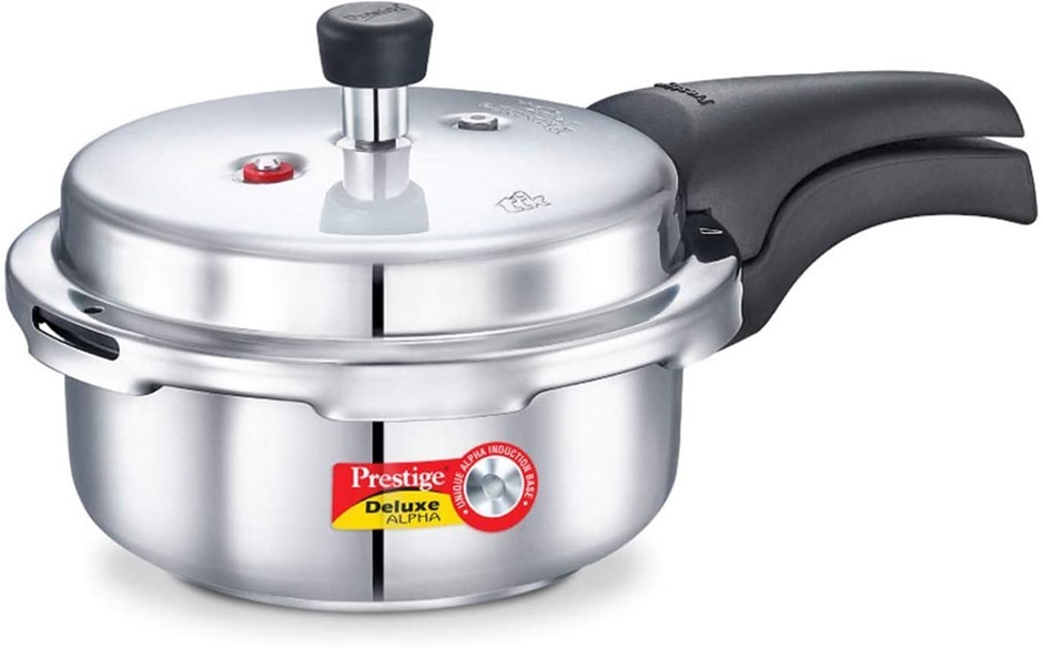 PRESTIGE Alpha Deluxe Induction Base Stainless Steel Pressure Cooker, 2.0-L