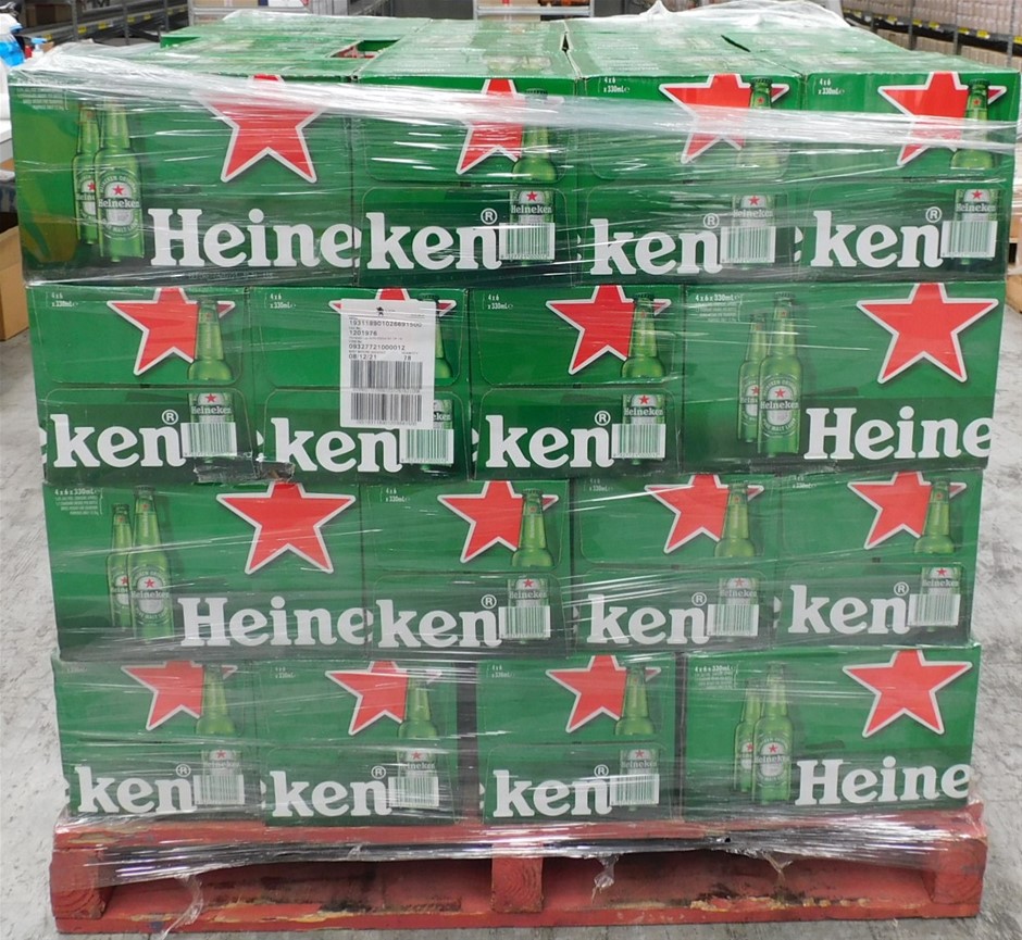 Pallet of approx 1248 Bottles of Heineken Lager (1248 x 330mL) Auction